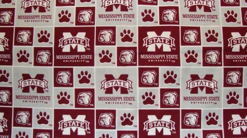 Mississippi State University Bulldogs blok Print pamučne tkanine, bordo & Bijelo-prodaje Dvorište