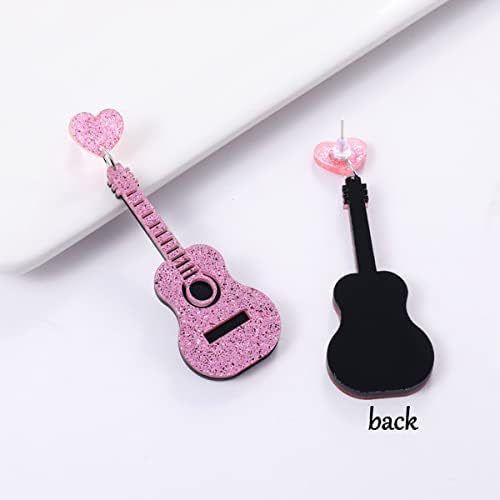 Xyayou akril Muzika gitara naušnice za žene djevojke Pink Heart Punk Renaissance Dangle naušnice Hip Hop