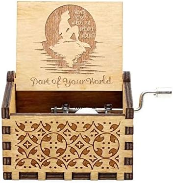 RYSHAA MERMAID Glazbeni sanduk za ručnu ručnu kutiju Graved Vintage Wooden Musicbox Birthday Hallinjowen