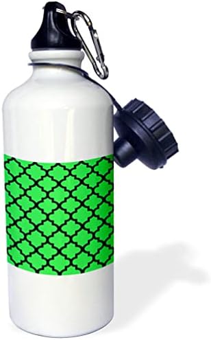 3Droza Quatrefoil Arabesque uzorak u crnoj boji na zelenoj pozadini - boce za vodu