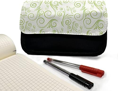 Lunarable Vine pernica, cvjetni aranžman proljeće, platnena olovka torba sa dvostrukim patentnim zatvaračem, 8,5 x 5,5, zeleno bijela