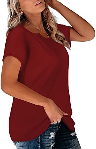 VISLILY Womens-plus-Size-Tops Notch V izrez ljetne majice kratke rukave bluze seksi tunike XL-5XL