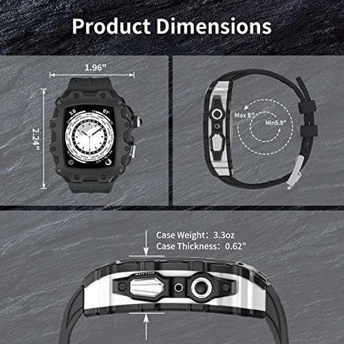 Maalya modifikacijski komplet za Apple Watch seriju 8 45mm Serija 7 45 mm metalna maska ​​+ gumeni remen