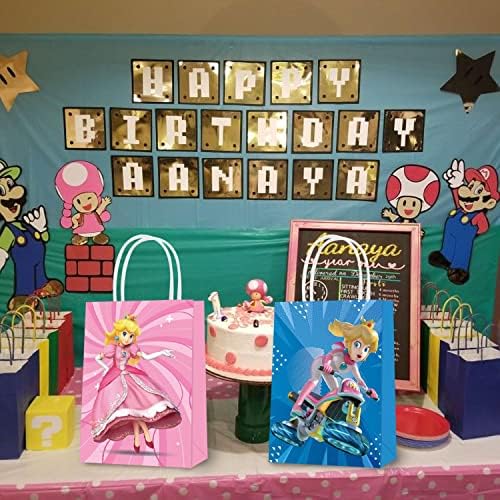 Leuya 16 Pack Princess breskve Party Bare Paper Torbe, princeza breskva tema za djecu, rođendan, torbe za