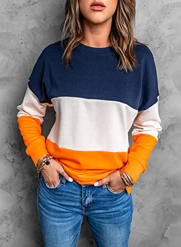 HotApei ženska ležerna boja Blok prevelizirani posadni dugim rukavima dugi rukavi pulover vrhove majice