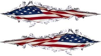 Weston tinta od ritmirala je rastrgana metalna grafička naljepnica sa američkom patriotskom američkom zastavom