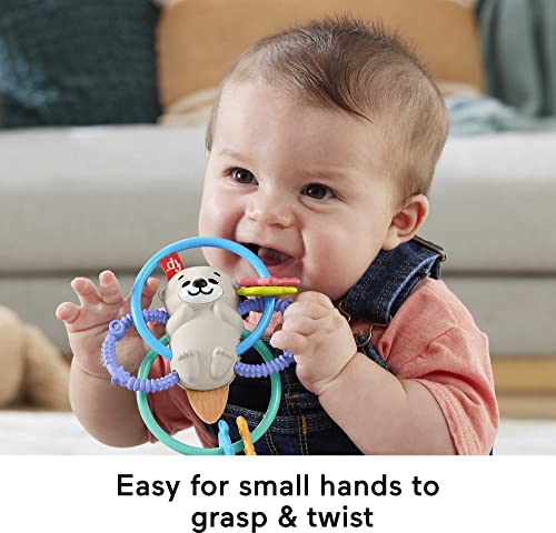 Fisher cijena Baby Toys Twist & Teethe Otter 2-u-1 Zvečka i BPA-Free Teether sa teksturom prstena za dojenčad
