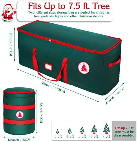 zukakii torba za skladištenje božićnog drveta Set, teška 600D Oxford tkanina vodootporna do 7.5 Ft vještačko