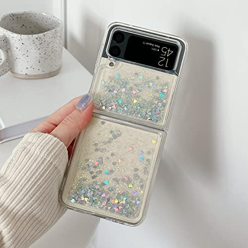 Omio dizajniran za Samsung Galaxy Z Flip 4 Case Glitter za žene djevojke teče plutajući tečni živi pijesak Bling Sparkle Clear Fun Meki TPU Branik tanak poklopac otporan na udarce za Galaxy Z Flip 4 5G srebro