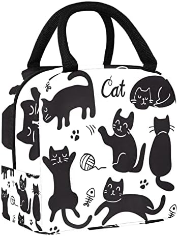 Slatka smiješna crna mačka Kitty Paint torba za ručak izolovana kutija za ručak torba za piknik na otvorenom