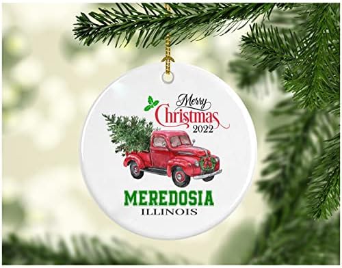 Božić ukras Tree Sretan Božić 2022 Meredosia Illinois Ornament Funny poklon Božić odmor kao porodica prilično