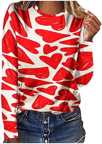 Ženske Duge Rukave Majice Za Dan Zaljubljenih Dukserica Sa Srcem Print Modna Bluza Labavi Ležerni Prolećni