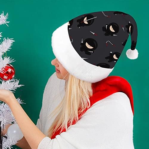 Ninja Funny Božić šešir Santa Claus kape kratki pliš sa bijelim manžetama za Božić Holiday Party ukras zalihe