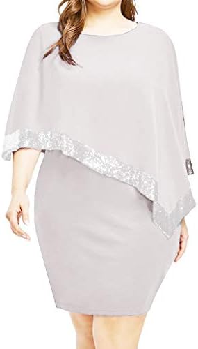 Iqka ženske Plus Size kratke Mini haljine sa hladnim preklopom ramena asimetrične šifonske haljine sa šljokicama