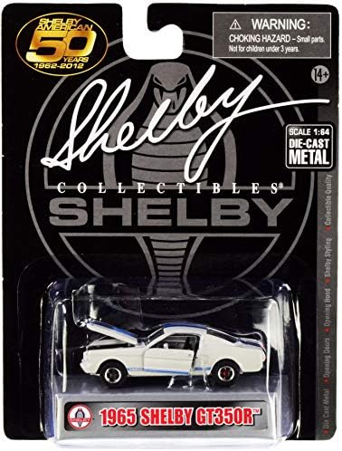 1965 Ford Mustang Shelby GT350R bijeli sa plavim prugama Shelby američki 50 godina 1/64 Diecast model automobila