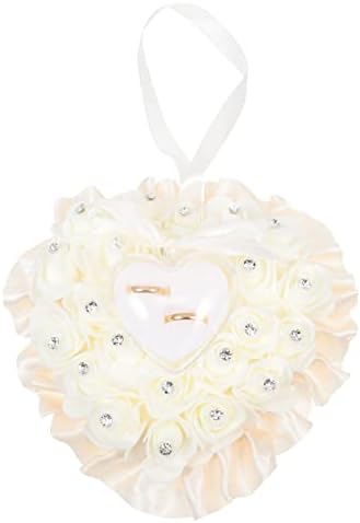 Sewroro Rose Ring vjenčani prsten jastuk romantična čipkasta Kristalna ruža u obliku srca prsten kutija