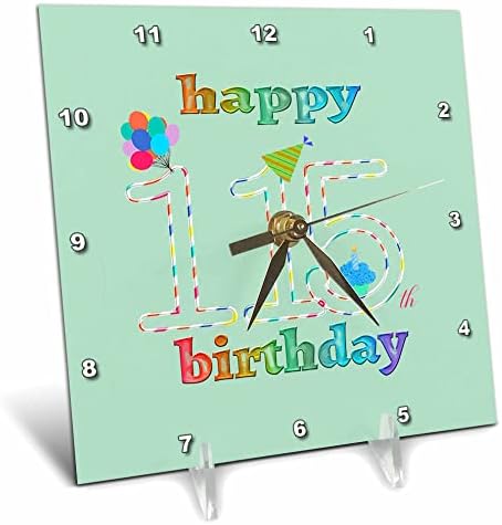 3drose sretan 115. rođendan, Cupcake sa svijećom, balonima, šeširom. - Stoni Satovi