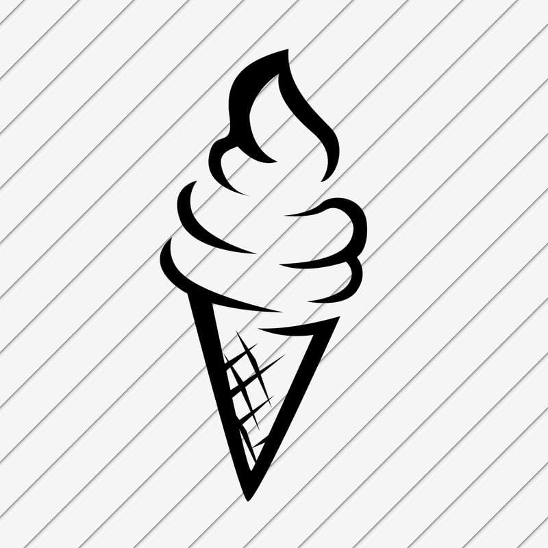 Sladoled zidne naljepnice Vinyl Peel i Stick naljepnice | Konus sunčani kolica Čokolada silueta | Automobilski