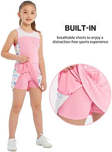 Fitst4 Djevojke Tenis Golf Haljina Outfit Kids Tenis Skort i tenk Postavite aktivnu sportsku haljinu sa