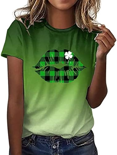 Cggmvcg St Patricks Day Shirt Ženska Ženska slatka majica majica vrh kratki rukav Casual Print T Shirt zelene