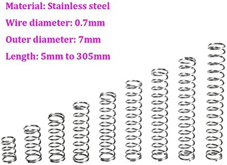 Kompresioni opruge pogodni su za većinu popravke i promjera žica 0,7 mm od nehrđajućeg čelika Spring Opruga