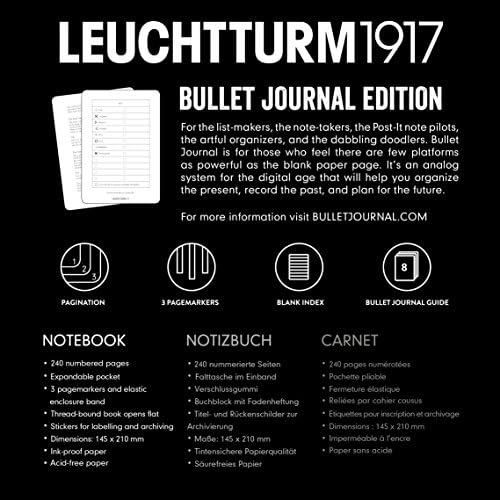 LEUCHTTURM1917-zvanični Bullet Journal-srednji A5 - Hardcover tačkasta bilježnica - 240 numeriranih stranica