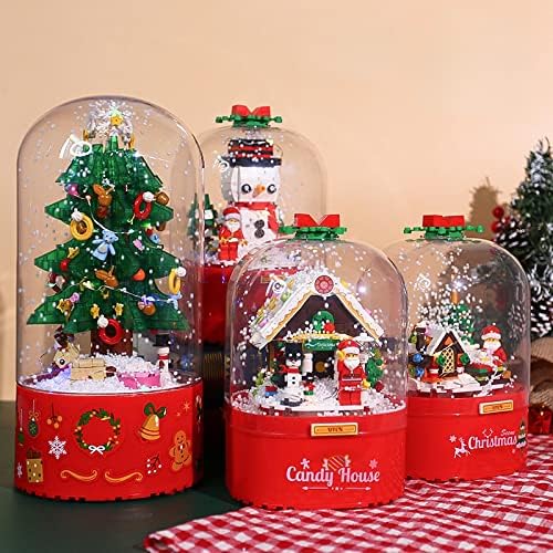 Dyizu Božićno snjegović House Music Box Light Santa Claus Holiday Brick Toy Poklon Božićska muzička kutija