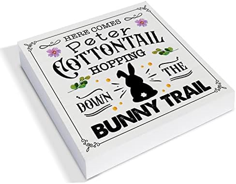 Zemlja Uskrs Cottutail Wood Box Potcrt Decor Decrect Potpisom Uskrs Bunny Cottontail Farms Drveni kutija