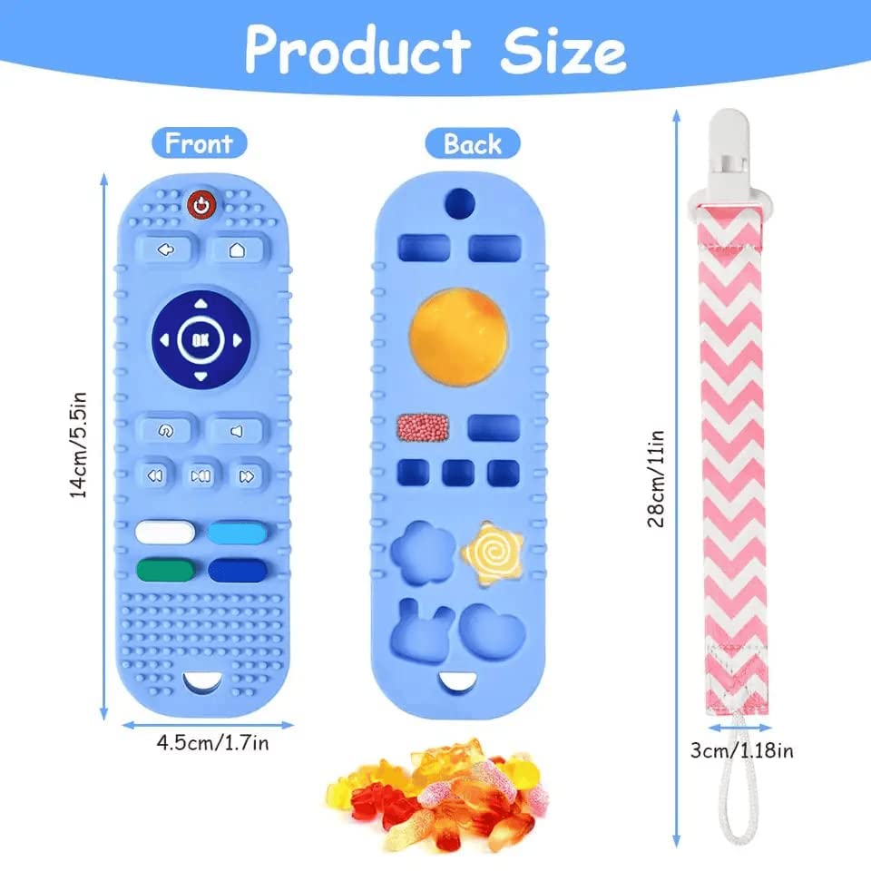 Gadgets Capital edukativne senzorne igračke za žvakanje, silikonska igračka za nicanje zuba, silikonske igračke za nicanje zuba na daljinskom upravljaču, za bebe 0-18 mjeseci, igračke za izbijanje zuba bez BPA.