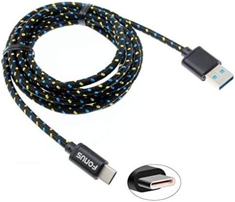 6FT USB kabl tipa C punjač Power Wire Wire USB-C Dug pletenica Kompatibilan sa Kyocera Duraforce Pro 2 -