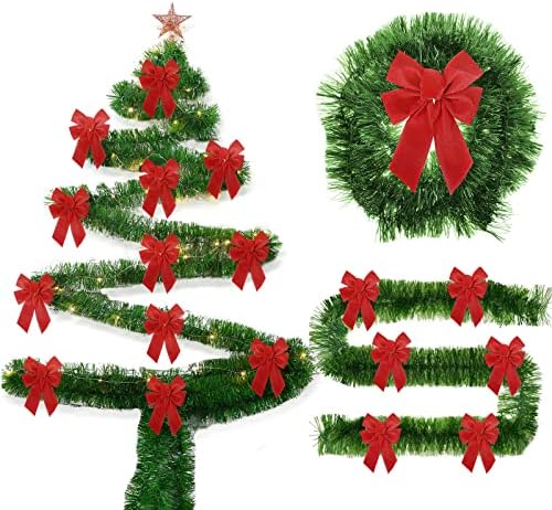 Canlierr 100 stopa božićni vijenac, veštački borov vijenac sa 20-septembra 8 'x 6' veliki bog za crveni baršunast za unutarnji božićni vijenac za vanjsku božićne vijenac meko zeleni dekor za vjenčanje ukrasi