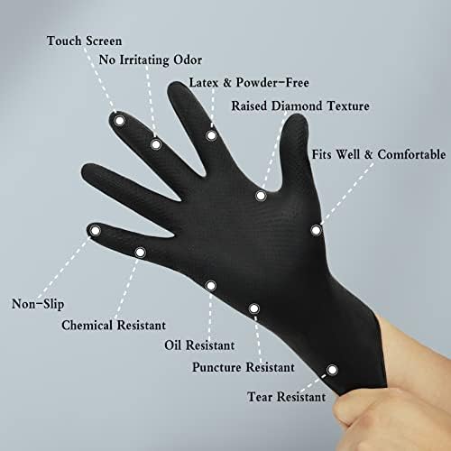 Crne rukavice za jednokratnu upotrebu, nitrilne rukavice lateks & amp; bez praha 50 kom u kutiji, 8 Mil,