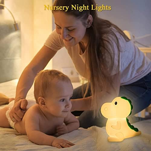 Slatka noćna lampa za bebe GOUTOOL, noćno svjetlo za djecu silikonskih dinosaurusa sa 7 boja za kontrolu