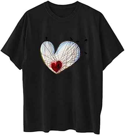 Žene ljetne vrhove Valentinovo Dan Raglan Tee Majica Unisex Casual Bluza Srce Špise pulover