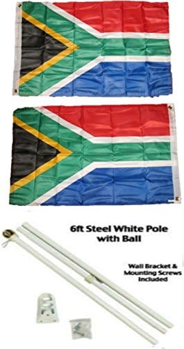 Južna Afrika 2'x3 '2plodana dvostrana poliesterska zastava sa 6' bijelim stupkom za zastavu s kugličnim