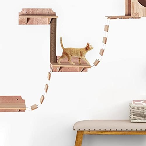 WALNUTA Cat Bridge penjački okvir drveni kućni ljubimac mačka na drvetu krevet viseća mreža Sisal stub za