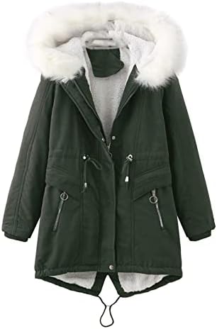 Zimski topli kaputi za ženske krznene ovratnike s kapuljačom s kapuljačom plus veličina dugih rukava zip