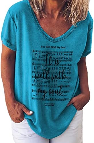 Ženske majice Dugih rukava Ženska tiskana V izrez kratki rukav majica za majicu Hladna oprema
