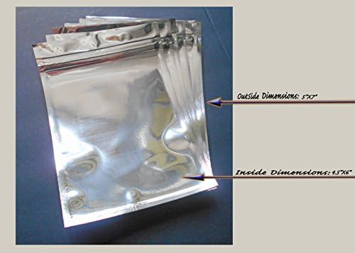 Srebrna 5x7 Mylar folija torba otvorena & amp; Zatvori Zipper impuls toplotna Zaptivka sposobna sa kidanjem