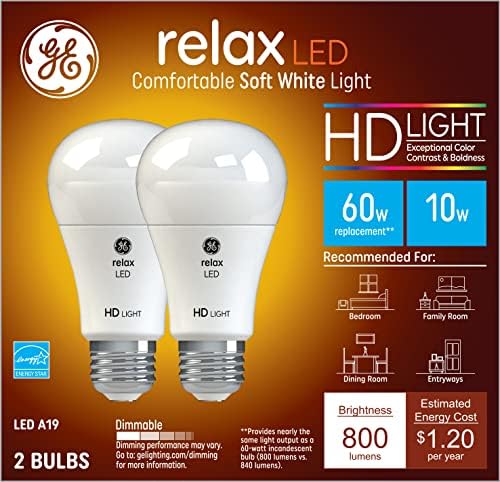 Ge rasvjeta Relax LED HD sijalice, 10 W meka Bijela, Srednja baza, zatamnjiva