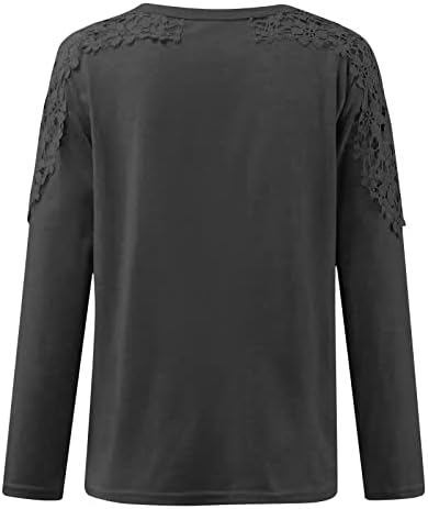 Košulje s dugim rukavima za žene proljeće čipke majice kralježnice za vrat za obrezivanje običnih tuničkih