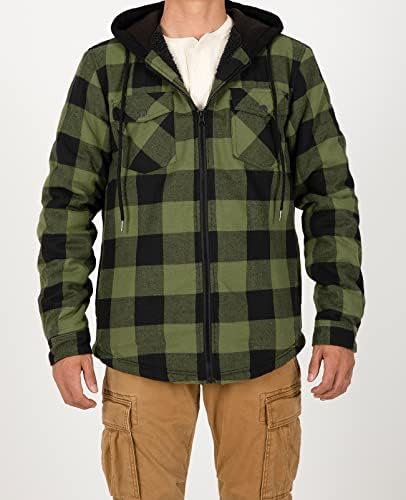 ZenThace muns sherpa obložena flanel jakna s kapuljačom, pletenom majicom-jac, sve Sherpa obloge