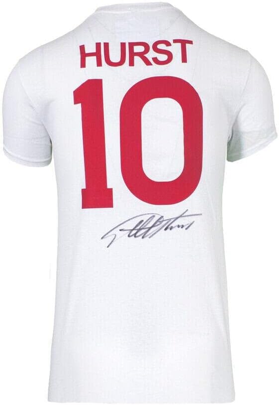 Sir Geoff Hurst potpisan u Engleskoj majica - Hurst 10 Autogram - autogramirani nogometni dresovi