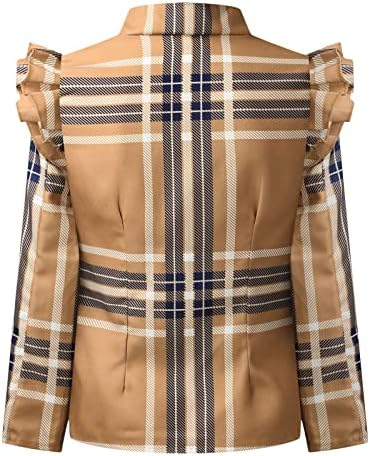 Žene ležerne bluže modni print ruffle s dugim rukavima otvoreni prednji radni ured Blazer Bussonss Jackets