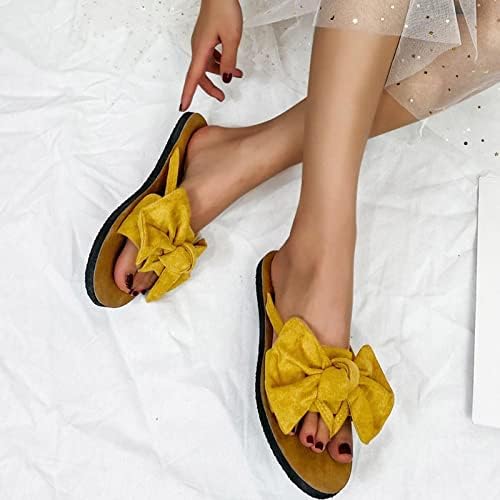 RBCulf papuče za žene Suede Bowknot Flip stanovi na plaži Ležerni klizanje na cipelama plus veličina moda
