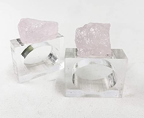 Fannco Styles Pink Crembert Kristalni prstenovi salveta, set od 4 - Prirodni rock držači za ubrus za kućni