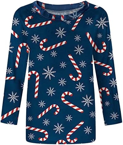 Božićne majice za žene pamuk Funny novost štampani vrhovi 3/4 rukav klasična Ombre bluza Crewneck Fall Tees
