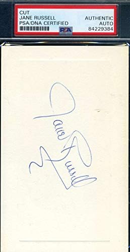 Jane Russell PSA DNK Coa potpisan autogram kartice sa indeksom 3x5