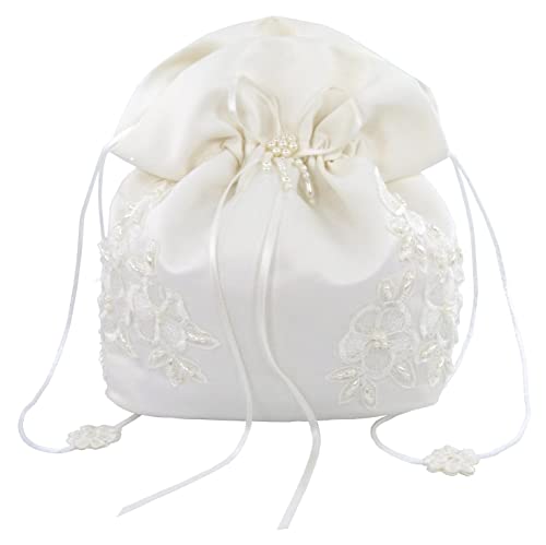 Satenska svadbena svadbena mala torba za novac sa cvjetnom čipkom ukrašenom biserom za ples u dolarima,