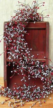 Scarlet & Grey Pip Berry Garland Primitivni cvjetni dekor